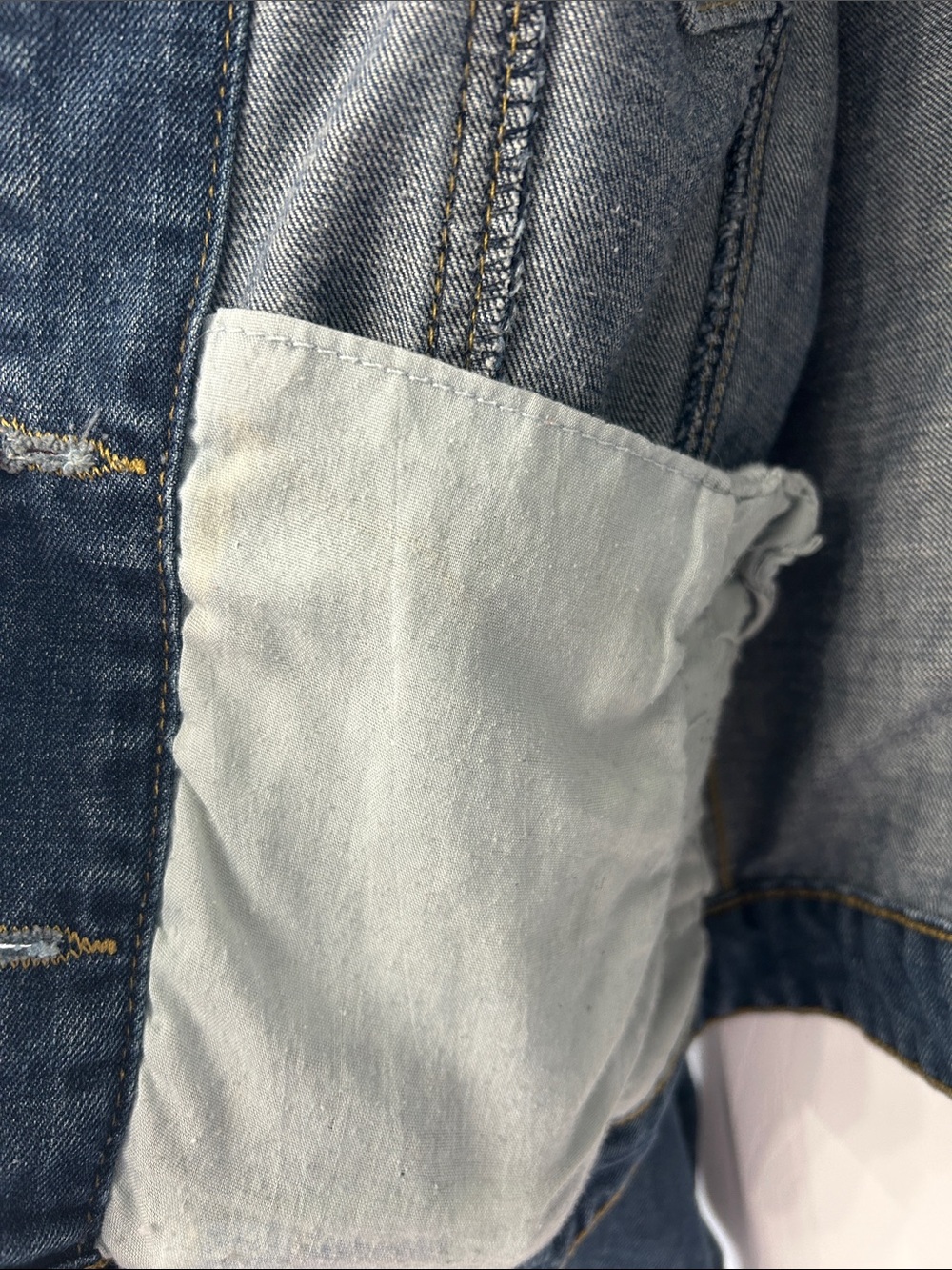 Bluenotes Blue Distressed Women's Jean Jacket with Sleeve Stripe Detail - Picture 4 of 6